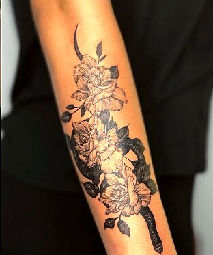 Blumenranke, Unterarm, Fine Line